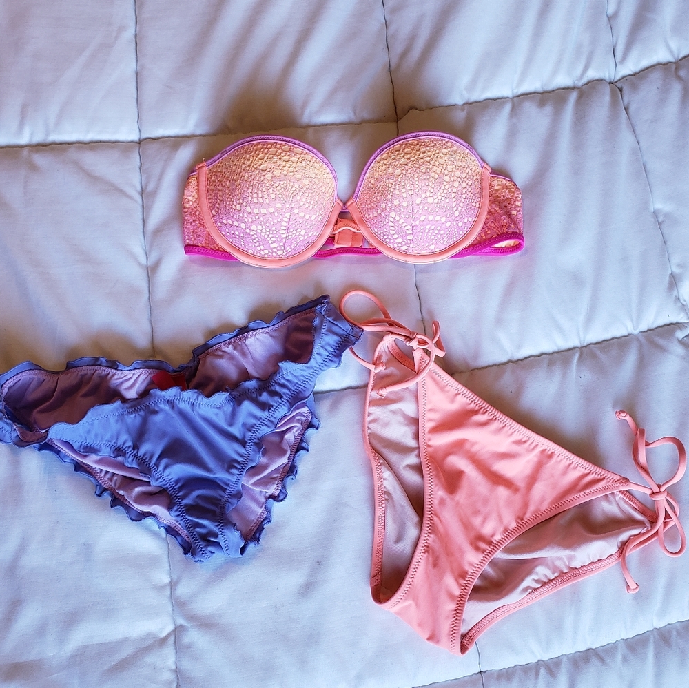 Victoria Swim bikini top and two cheeky bottoms